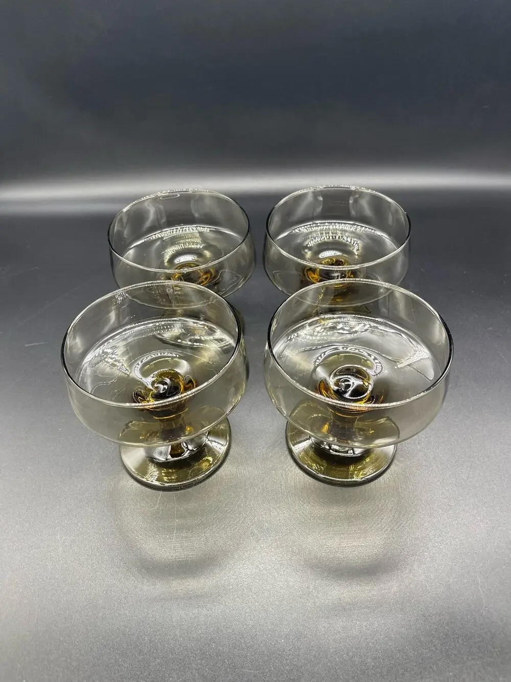 Vintage MCM Libbey Tawny Smokey Brown Champagne Sherbert Set of 4 Glasses Coupes